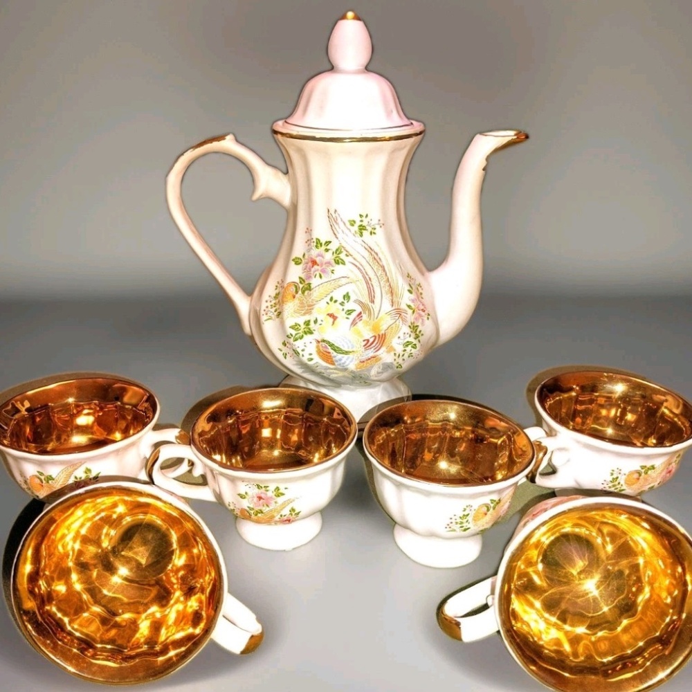 Antique OSPA Gold Tea Set with Pheasants